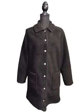 Denim & Co. Sherpa Bonded Fleece Womens Snap Jacket sz S